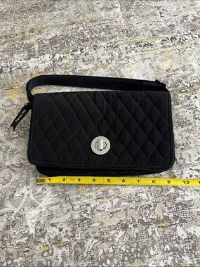 Vera Bradley Black Quilted Turn-Lock Wristlet Crossbody